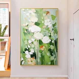 Hand-Painted Oil Painting Abstract Art Flower Stereo Thick Texture Knife Painting Modern Minimalist Living Room Entrance Restaurant Decoration Painting