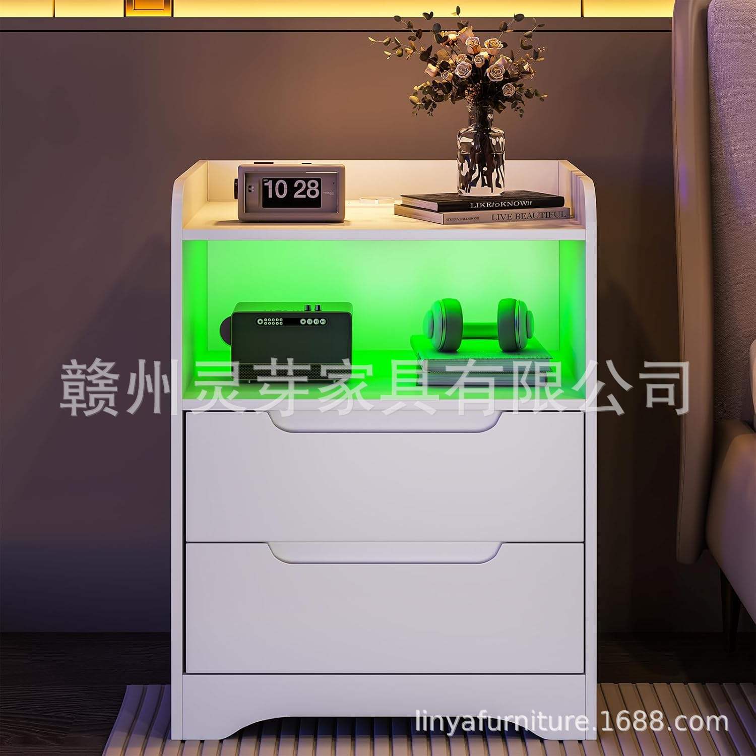 Amazon venta caliente de muebles de tablero con diodos luminosos recargables mesas de cama fábrica de comercio exterior al por mayor
