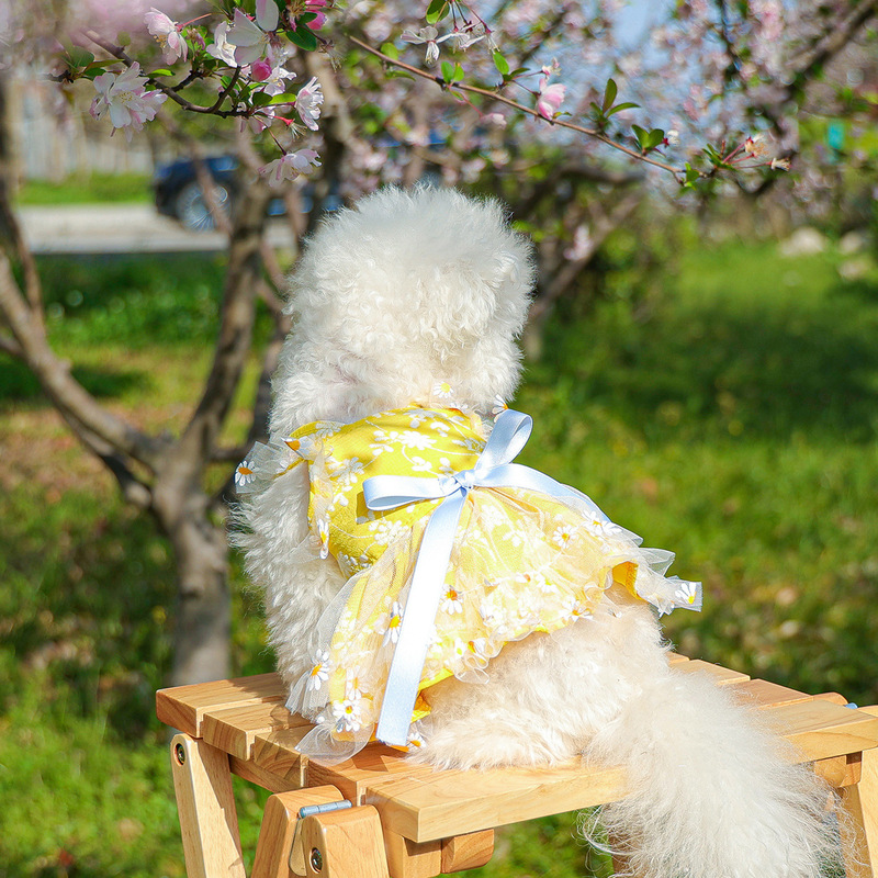 スポットクロスボーダー人気ペット子犬猫服ソース工場直販春夏デイジーフラワーサスペンダースカート|undefined