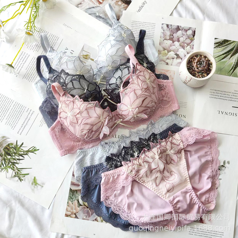2022summer new lace sexy underwear suit Japanese style with steel ring EF cup bra underwear