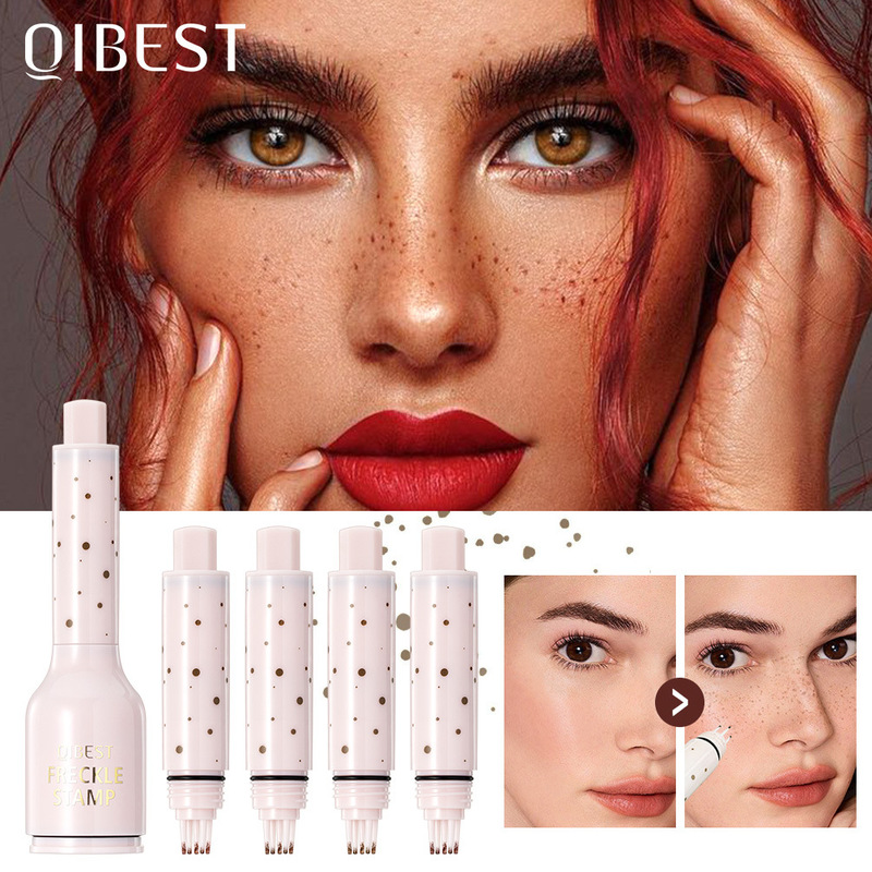QIBEST棕色面部仿雀斑印章笔伪雀斑妆自然上色持妆便携化妆笔批发|undefined
