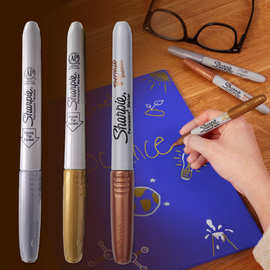美国三福sharpie 金属色马克笔记号笔39100无卤油性笔暗色表面