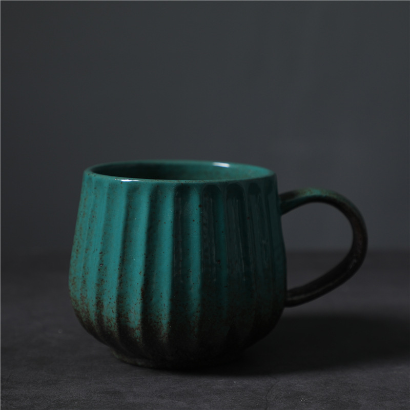 303-D green vertical stripe cup 380ml
