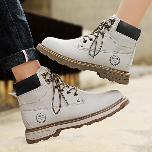 Snow boots men's first layer cowhide large size genuine leather Martin boots men's outdoor sports high-top rhubarb boots workwear men's boots