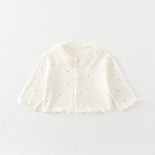 Baby Cardigan Summer Thin Coat 2025 New Girls' Sunscreen Clothes Summer Baby Solid Color Air-conditioning Shirt Category A