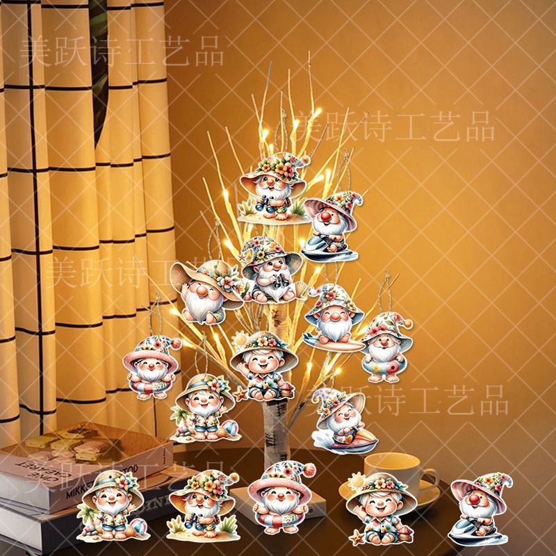 Tema de enano Decoración de fiesta hawaiana de verano Colgante de etiqueta Decoración de fiesta de playa tropical Colgante de enano