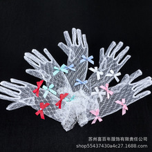 儿童蕾丝蝴蝶结婚纱手套公主拍照道具小女孩宝宝生日写真手套渔网