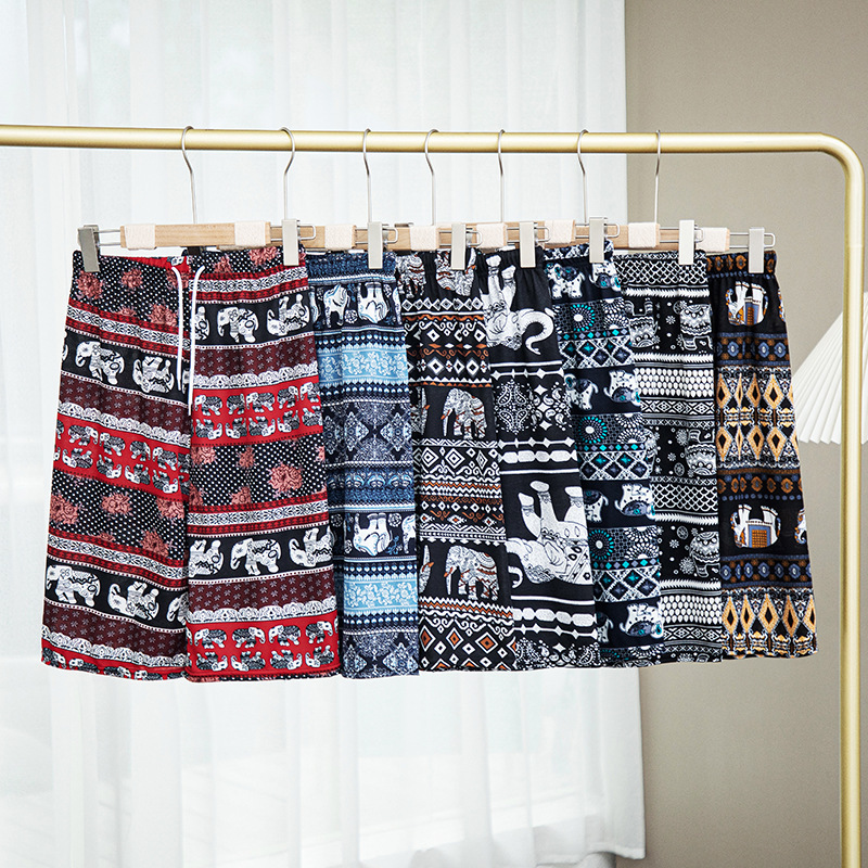 Popular Southeast Asian Thai Elephant Shorts for Women 2026 New Summer Home Slimming Sleepwear Beach Shorts Five-Point Pants