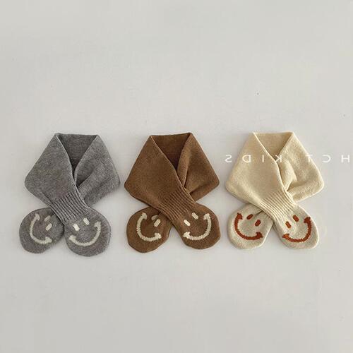 Ins Korea smiling knitting baby scarf autumn and winter unisex children baby winter fashion warm neck warmer trendy