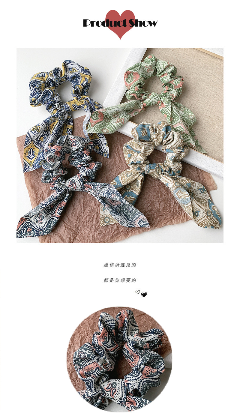 New Fashion Retro Printing Ribbon Hair Scrunchies display picture 2