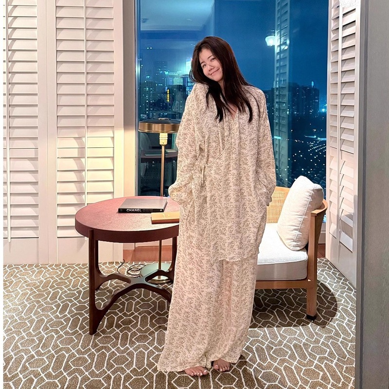 韩系ins温柔甜美碎花棉纱睡衣女秋季新款宽松小众休闲家居服套装|undefined