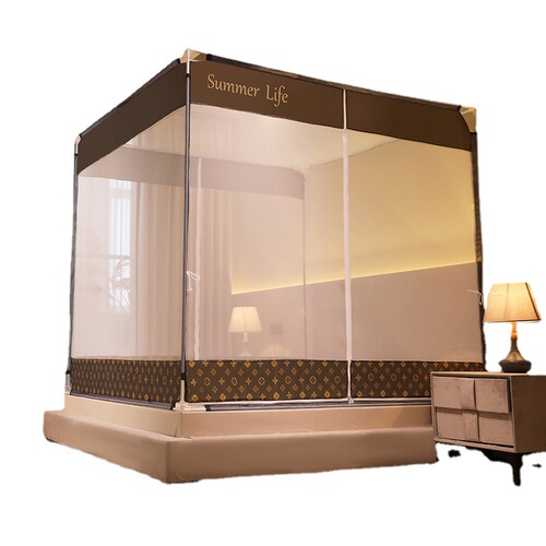  New High-End Patterned Children's Drop-Resistant Mosquito Net, Home Use, Installation-Free, Three-Door Design, Thickened Mongolian Yurt-Style Baby Bed Shelter