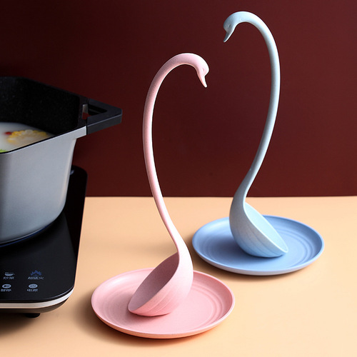 Swan soup spoon wholesale with plate standing Japanese francfranc kitchen household long handle wheat straw spoon
