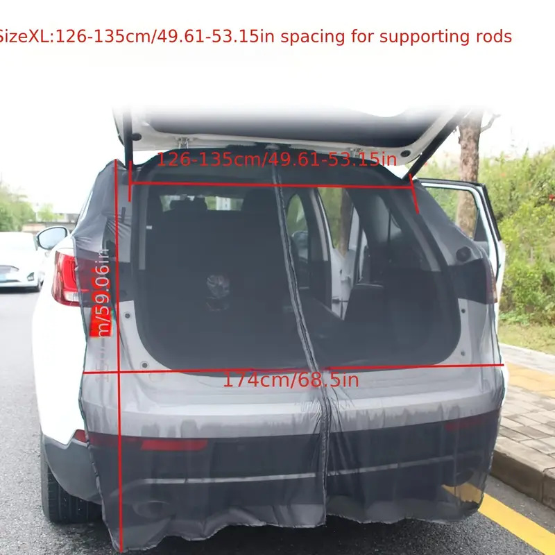 Car Suv Rear Anti-Mosquito Net Rear Magnetic Mosquito Net Car Camping Style Breathable Mosquito Net Self-Driving Travel Equipment