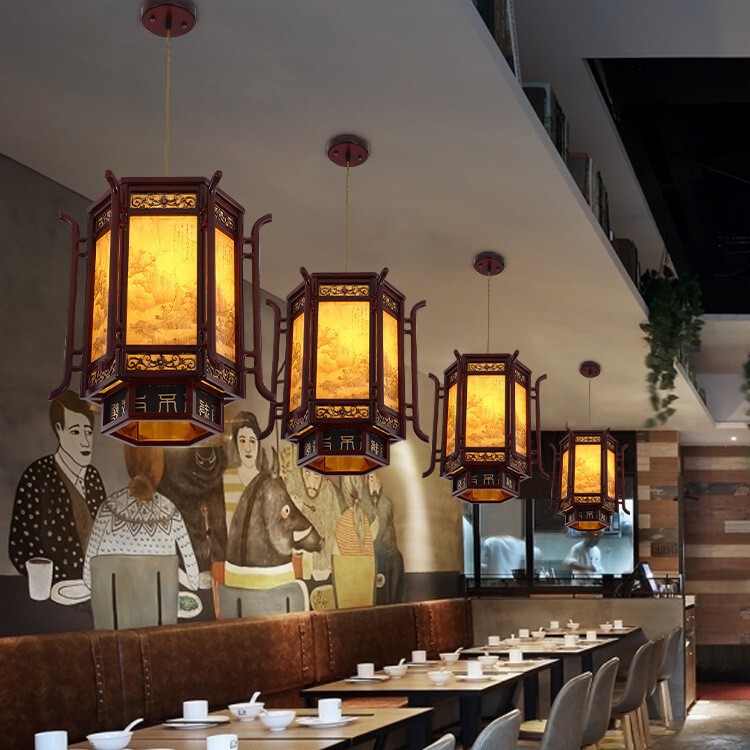 Chinese restaurant Engineering chandelier hexagonal complex antique villa hotel stair aisle creative personality small lantern palace lamp Chinese restaurant Engineering chandelier hexagonal complex antique villa hotel stair aisle creative personality small lantern palace lamp