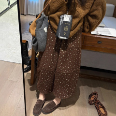 法式复古时尚印花显瘦休闲萝卜裤女2025秋冬新款洋气小碎花加绒裤