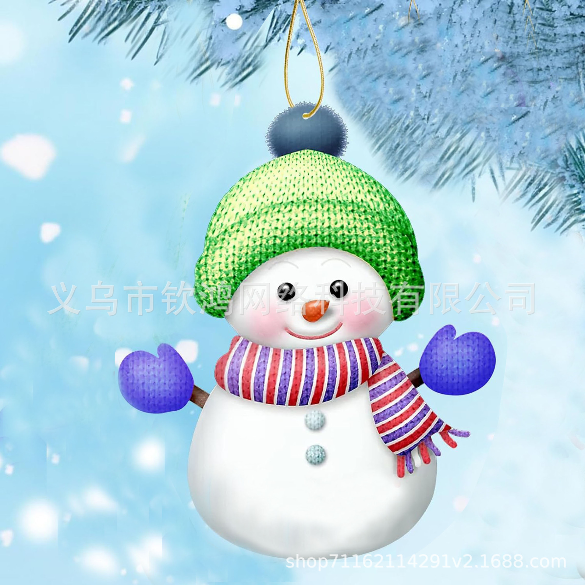 Personalidad transfronteriza muñeco de nieve de Navidad acrílico 2D plano colgante joyas de decoración de árbol de Navidad de fiesta familiar