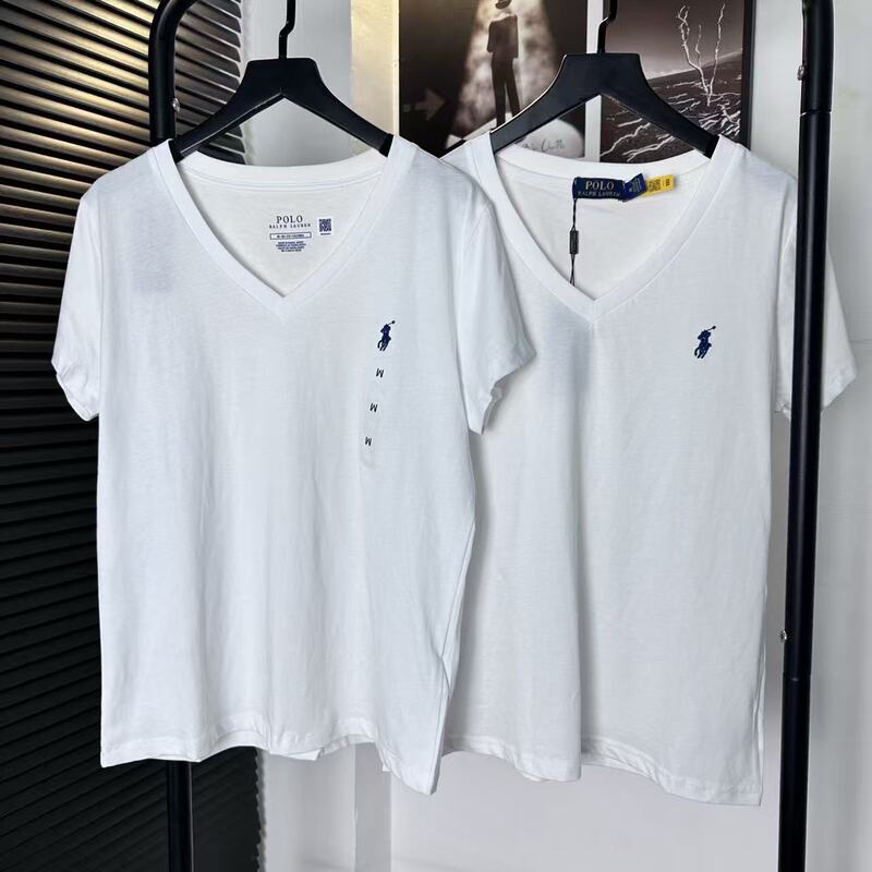 Rl Original Women's Classic 6-Color Pony Logo V-Neck Simple Fashion Versatile T-Shirt with Embroidery Short Sleeves Rl Original Women's Classic 6-Color Pony Logo V-Neck Simple Fashion Versatile T-Shirt with Embroidery Short Sleeves
