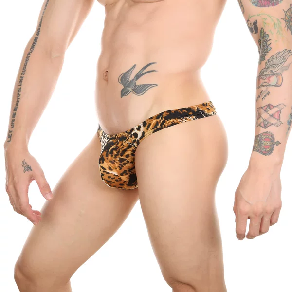 Amazon's Best-Selling Men's Sexy Thong Snakeskin Pattern European and American Wild Leopard Print Underwear Cross-Border Spot Wholesale
