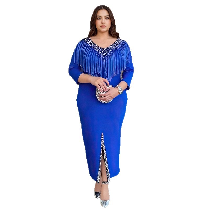 GraceChic Elegantes, figurbetontes, afrikanisches Plus-Size-Quastenkleid im europäischen und amerikanischen Stil für Damen, ideal für Pendler, 0010_voghion.com