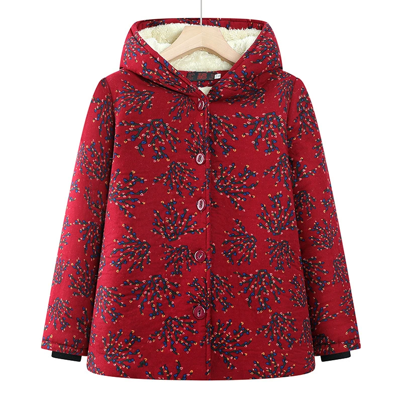 Новая женская одежда среднего и пожилого возраста с белым бархатом и утолщением, теплая зимняя хлопчатобумажная куртка