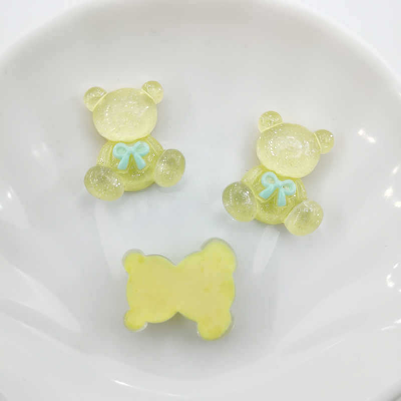 カラー透明細いキラキラ蝶ネクタイ熊シリーズdiy樹脂部品クリームゴム携帯ケースの頭ひもクリップ|undefined