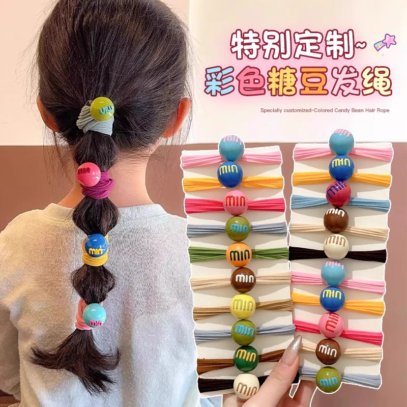 Cuerda para el cabello de color caramelo para niños 2025 nueva niña de alta elasticidad banda elástica para el cabello lazo para el cabello niña pinza la cabeza sin lastimar la cuerda para el cabello