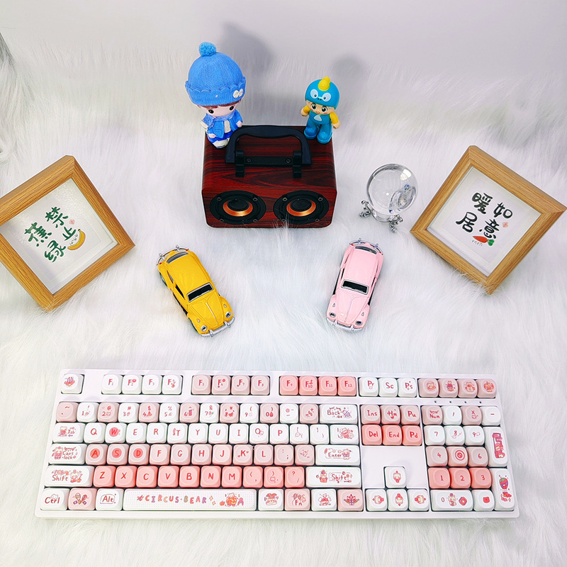 MOA Keycap PBT Sublimation Personality Cute 87 Cross Shaft Mechanical Keyboard for 108 Cartoon 104 Pink 98