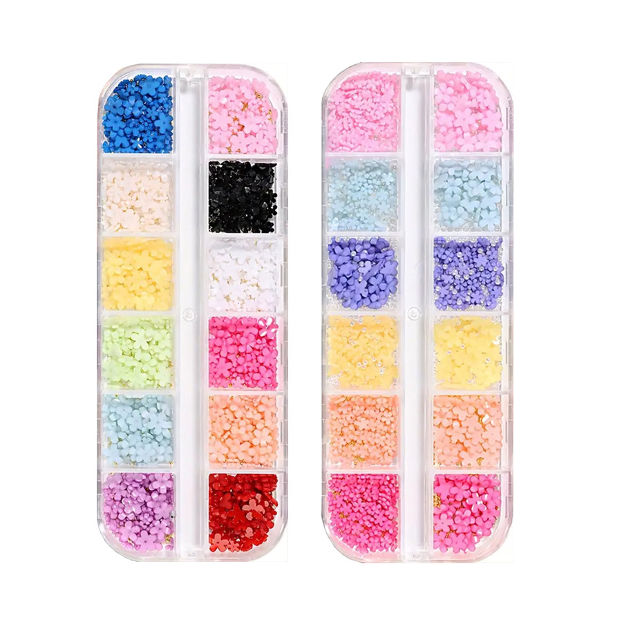 Accesorios de uñas calientes transfronterizos 12 grados de resina tridimensional de cinco flores de perlas mezcladas accesorios DIY