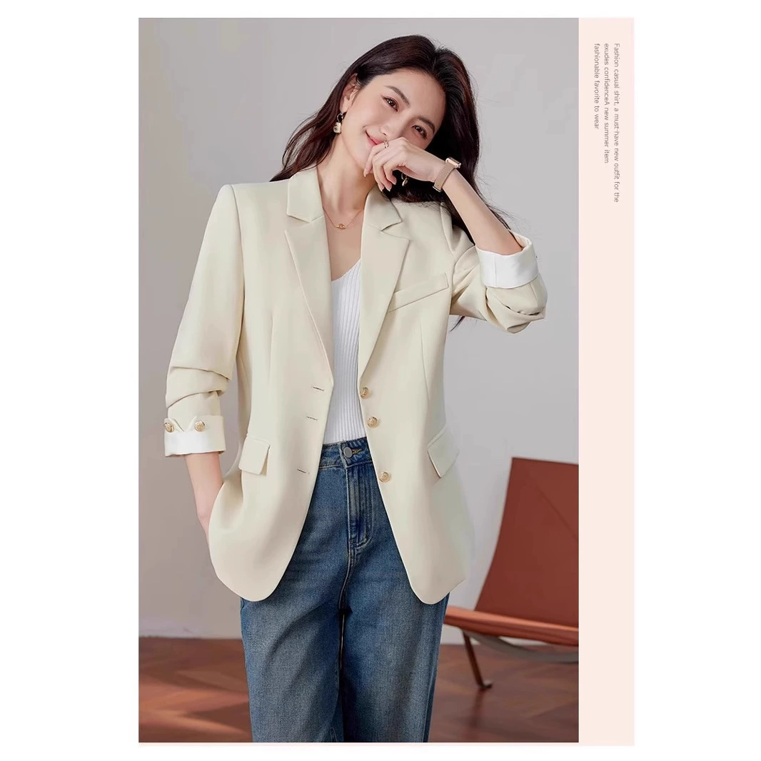 Синий блейзер женский 2025 новый осенний корейский стиль модный элегантный универсальный повседневный костюм топ