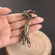 黄铜复古铜器批发收藏黄铜做旧古玩工艺品野人参如意摆件厂家直供