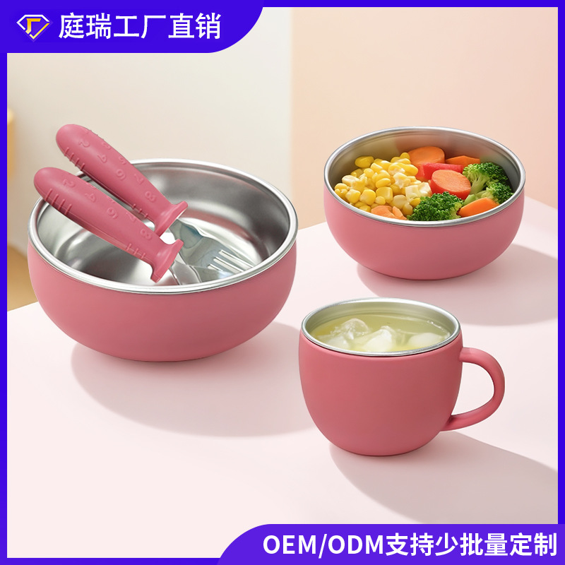 Amazon desmontable plato de comedor para bebés y madres tazón de silicona cuchara horquilla 304 acero inoxidable conjunto de plato de comedor infantil