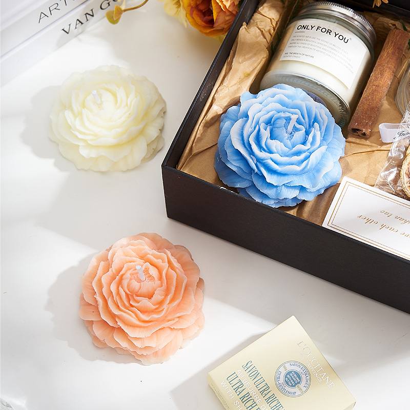 Peony Flower Scented Candle Wholesale Handmade Qixi Valentine's Day Fragrance Gift Set Fake Scented Ornament