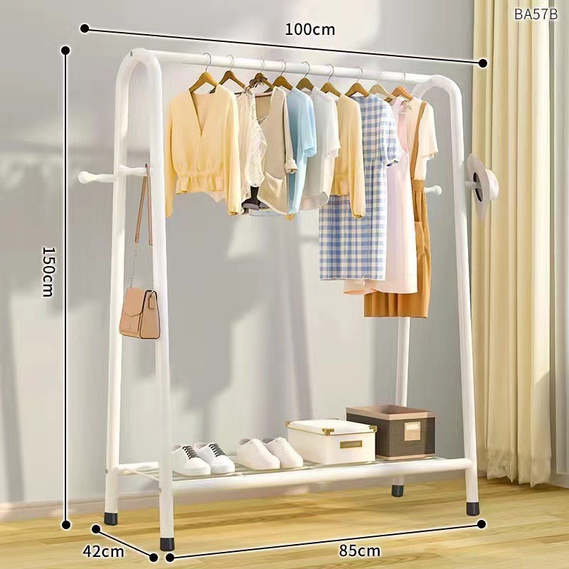 100CM 두께의 흰색 막대 단일 보관 + 옷걸이