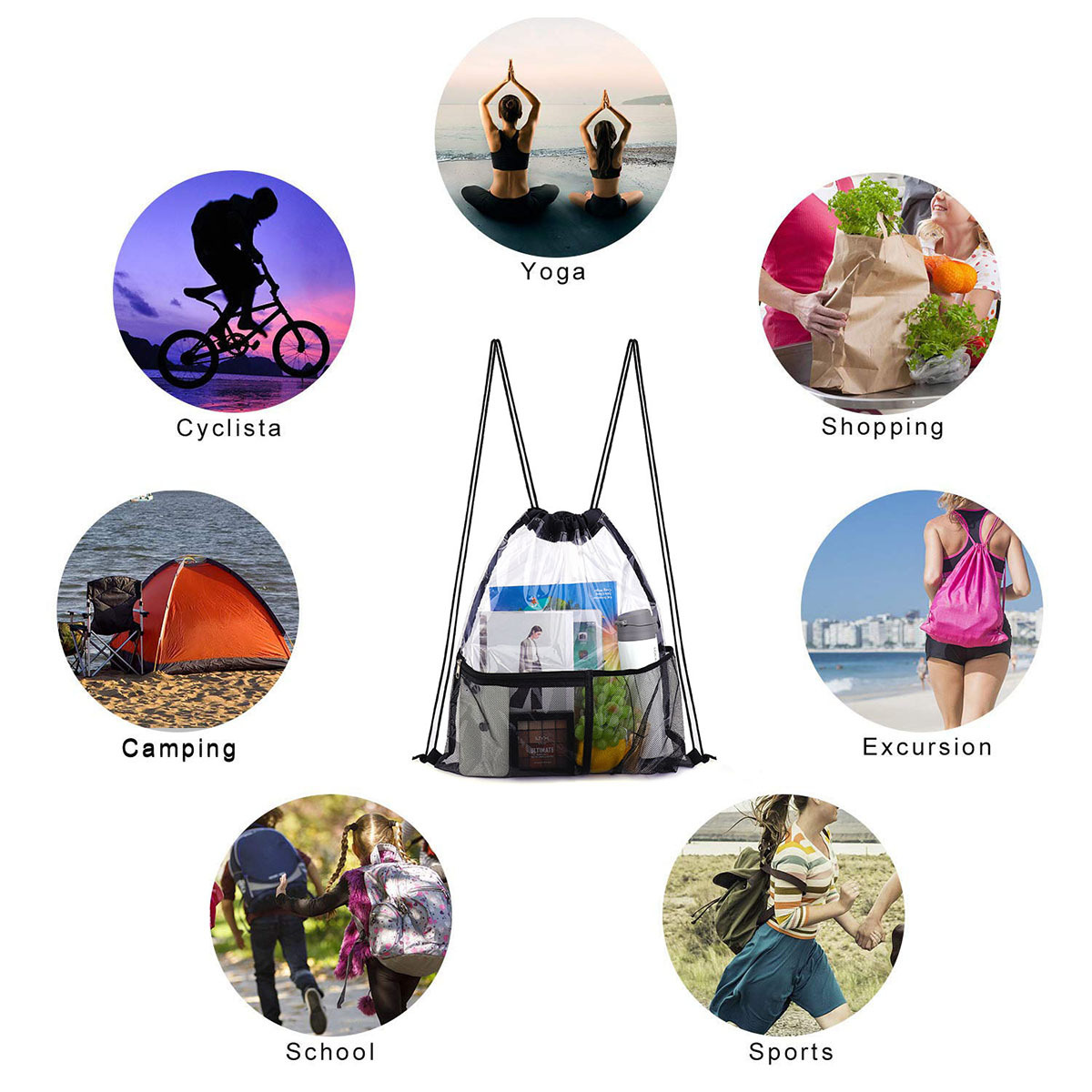 150g Weight Polyester Lining Material Double Shoulder Straps Strap Type Fashion Backpack Bags Type Travel, Sports Occasion Basic Vacation Solid Color Pvc Backpack