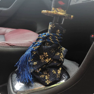 handle cover gear cover cross-border | Sürətlər qutusu və əl tormozu başlıqları - pure-cotton-bronzing-cloth-upgrade-large-size-22mm-20mm-cherry-blossom-blue