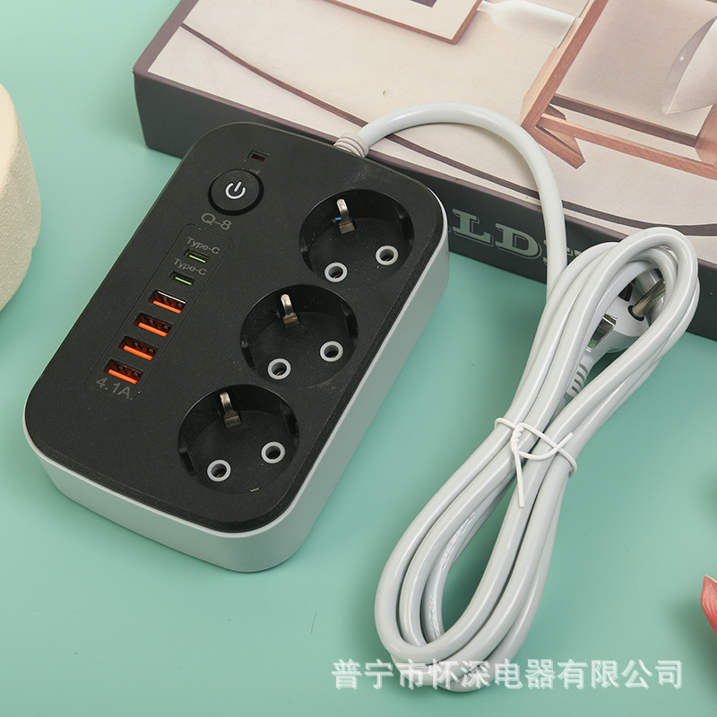 4USB + 2C puerto multifuncional enchufe de cargador enchufe de línea de agujero europeo estándar europeo oficina en el hogar ruso europeo
