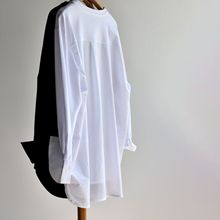 【衬衫T】拼接防晒衬衫女夏季宽松休闲百搭中长款白色衬衣外套薄