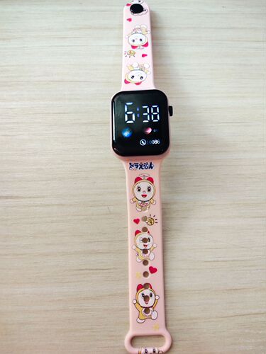 New [Earth] Cartoon Printed Button LED Watch Fashion Personalized Square Children's Student Electronic Watch