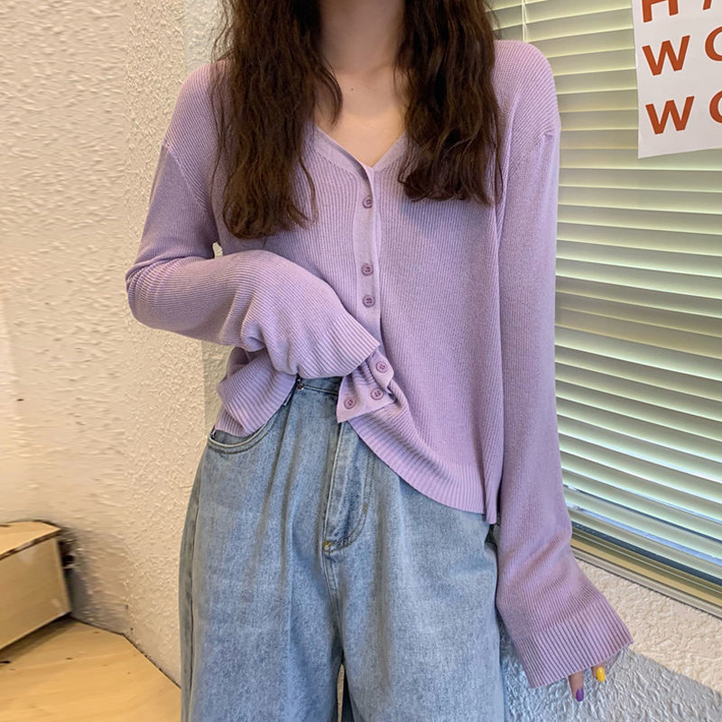 Cardigan thin V-neck long-sleeved sweater coat for women Spring and Autumn 2023 new Korean style Internet celebrity plus size bottoming shirt fashion