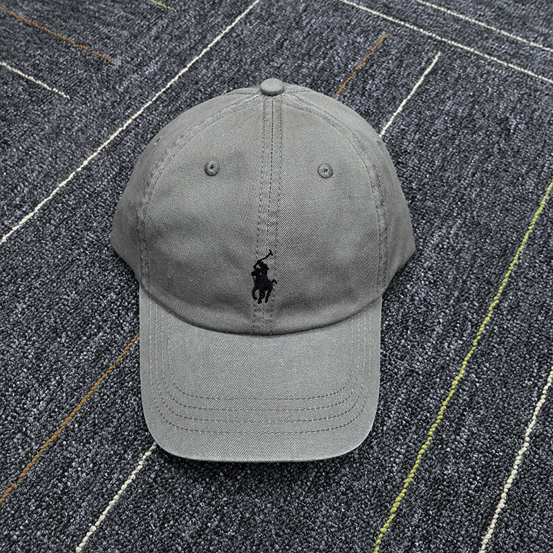 スキャン可能なRLラフハット男性と女性のひさしキャップポニーマーク刺繍グレーソフトトップポロポール野球帽