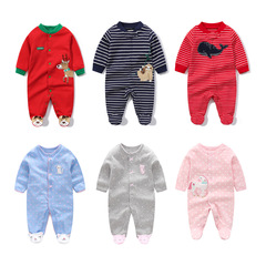 Baby clothes, long-sleeved, foot-covered, pure cotton baby onesies, baby cute outing baby clothes, newborn crawling clothes