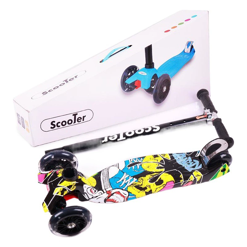 Детский самокат Gelingtong с граффити для детей 3-6-8 лет, четырехколесная коляска со вспышкой, оптовая продажа, съемный цельный, Прямая доставка