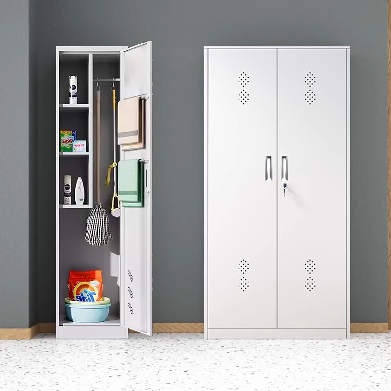 304 Stainless Steel Cleaning Cabinet School Factory Cleaning Tool Cabinet Storage Mop Broom Storage Cabinet Modern Minimalist