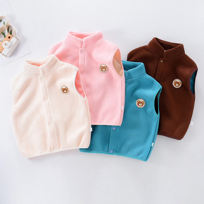 Chaleco de ropa exterior para niños primavera y otoño bebé Polar fleece warm fleece-forrado chaleco para niñas fuera capa superior