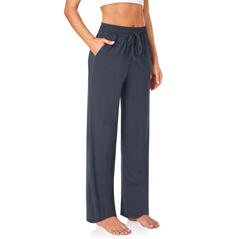 Wholesale Women New Summer Casual Wide Leg Yoga Pants with Pockets High Waist Joggers Pants Dance Sports Palazzo Pants