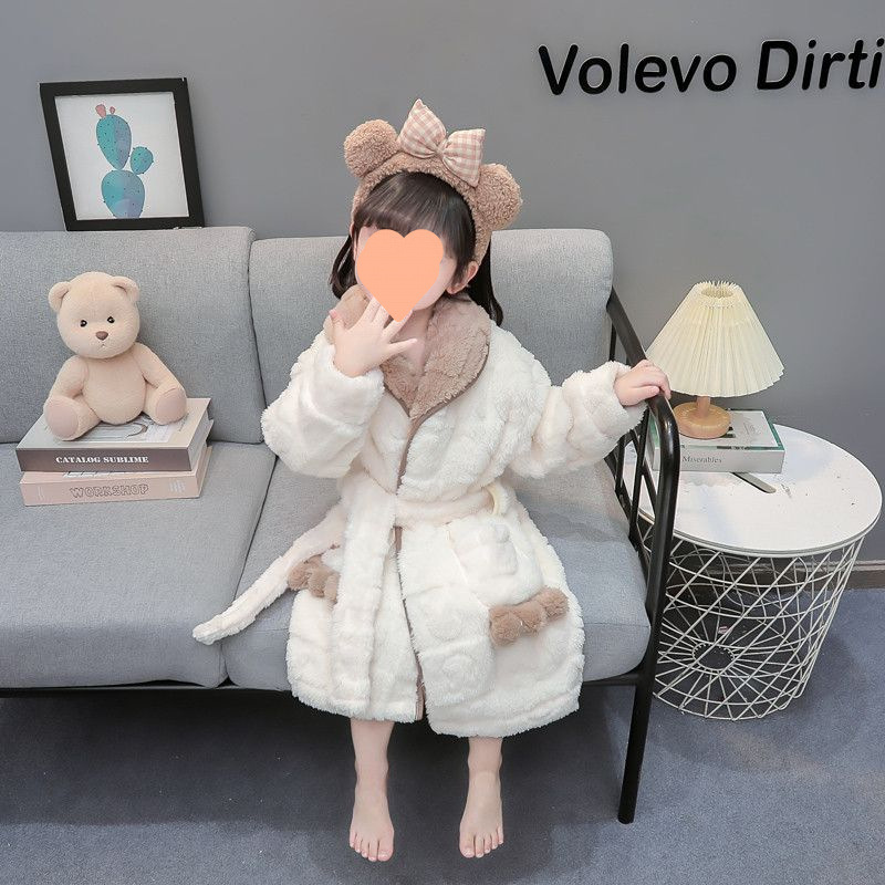 어린이 목욕 가운 플란넬 가을과 겨울  잠옷 반 차가운 소녀의 산호 양털 목욕 가운 겨울 소녀 잠옷