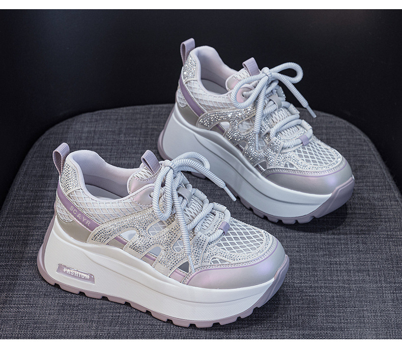 Giày sneaker nữ đế dày lưới thoáng khí phong cách retro — Trắng 5086, Champagne 5086, Tím 5086 chi tiết 28