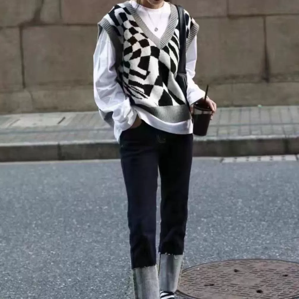 秋季2023新款复古日系减龄马甲毛衣坎肩女小个子叠穿针织背心女潮