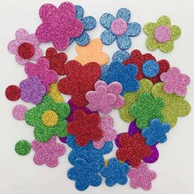 批发亚马逊金粉贴纸手工贴片花朵幼儿园贴益智玩具美劳装饰墙贴